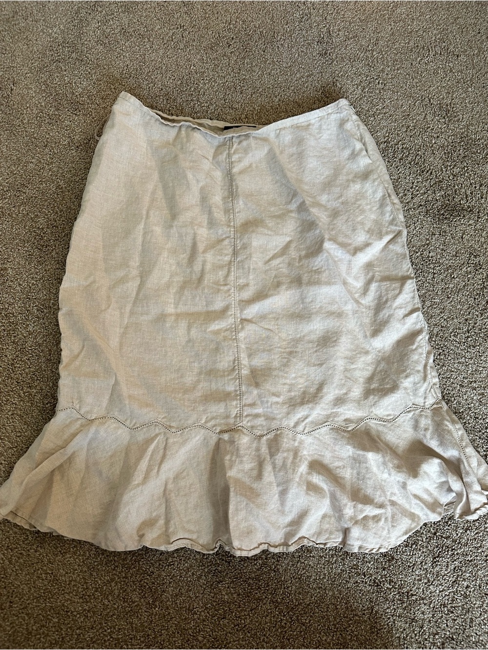 Style & Co. Light Beige Ruffle-Hem Midi Skirt